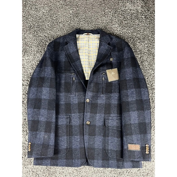 Kroon Other - Kroon Nash Navy Buffalo Plaid Wool Blend Blazer Sport Coat 42R W13215LK